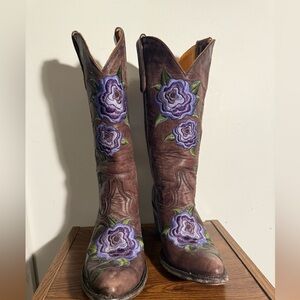 Old Gringo Women’s Marsha Boots Brown with Purple Floral Design Size 7.5
